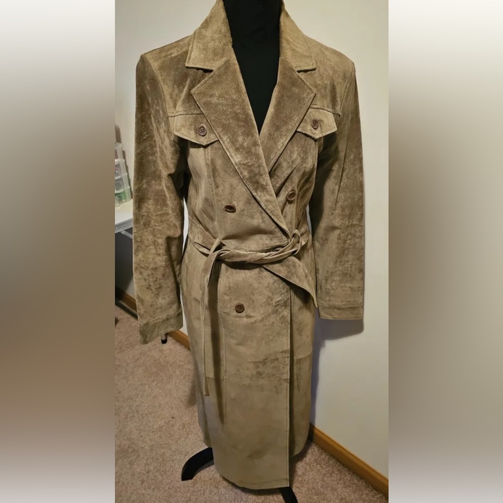 Vintage 100% leather trench coat
